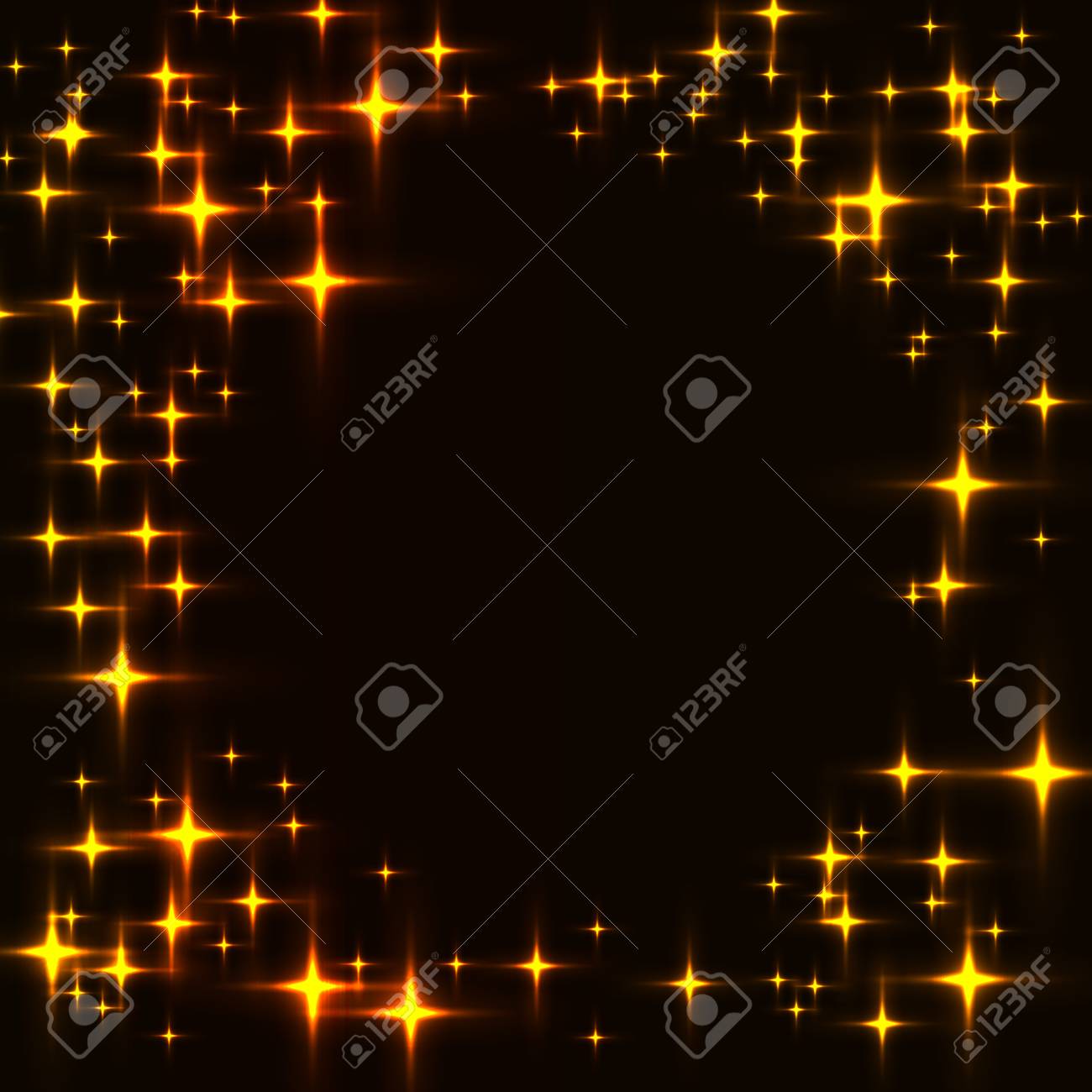 dark template with border made from golden shinning stars black