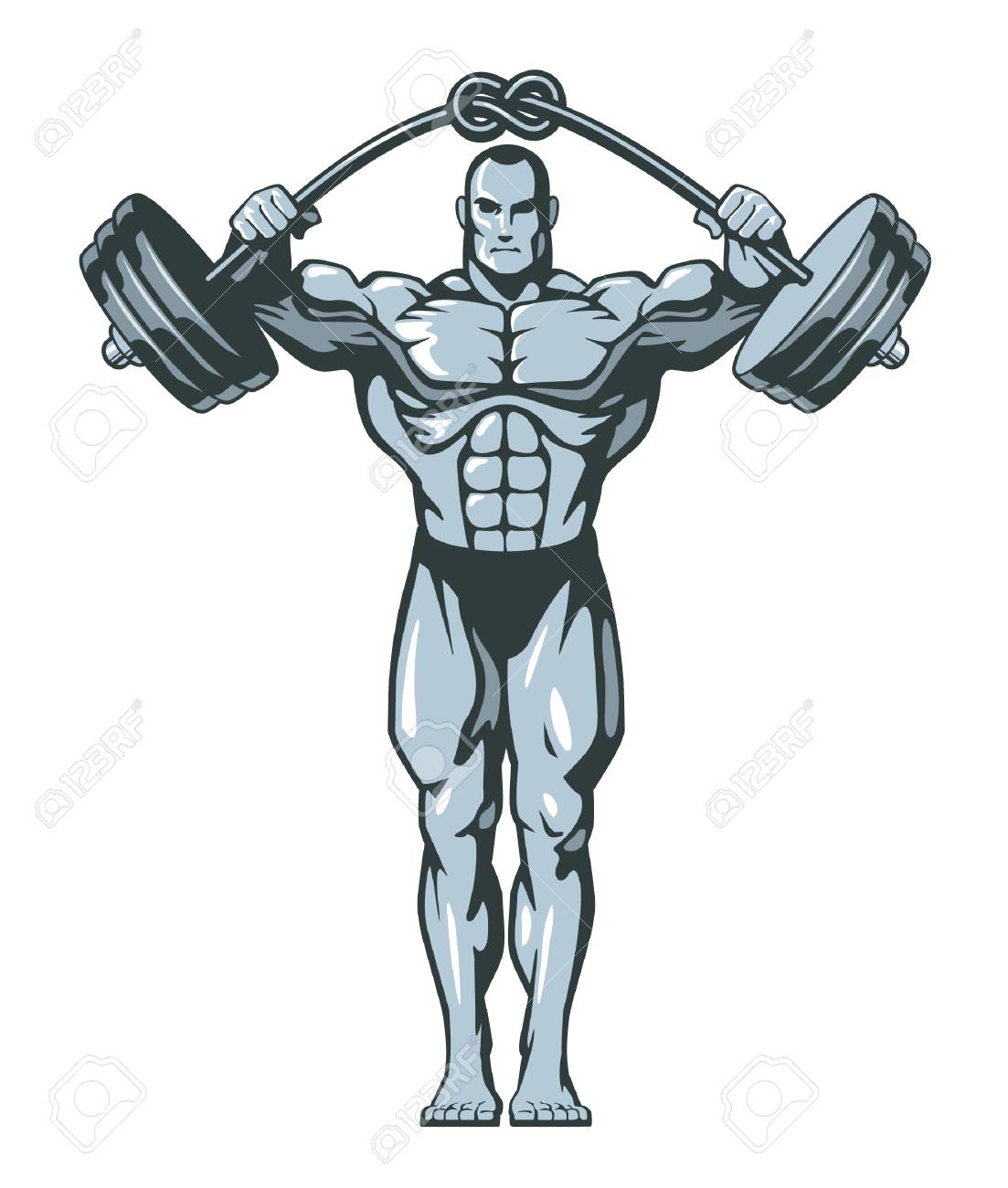 Muscle Bodybuilder Man Lifting Heavy 