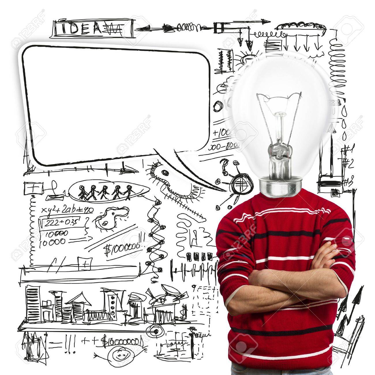 male in red and lamp-head with speech bubble, have got an idea - 10349309 male in red and lamp-head with speech bubble, have got an idea - 10349309