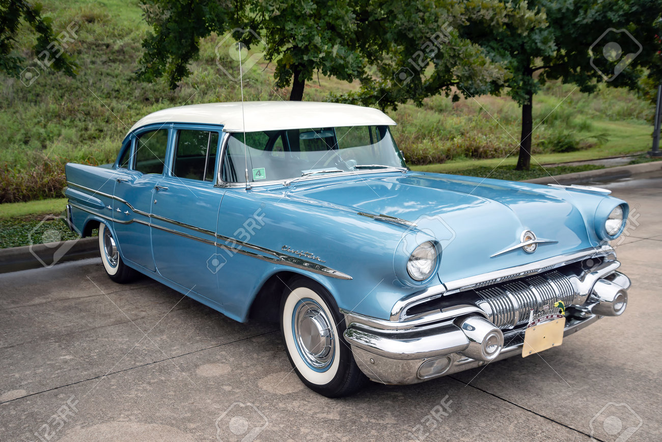 Westlake Texas October 20 2018 Front Side View Of A Light Blue Pontiac Chieftain 1957 Classic Car Stock Photo Picture And Royalty Free Image Image 119315144