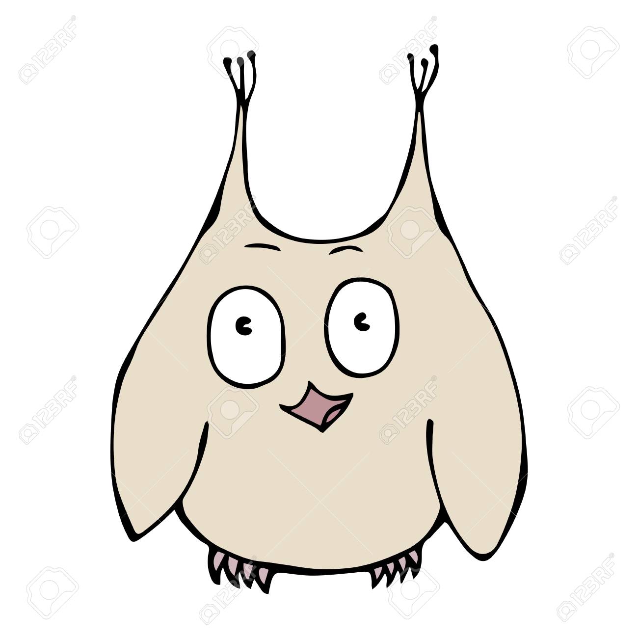 白い背景の落書き漫画手描きスケッチ イラスト上に分離 かわいい面白い幸せ驚いて面白がって困惑フクロウ鳥 絵文字の文字 のイラスト素材 ベクタ Image