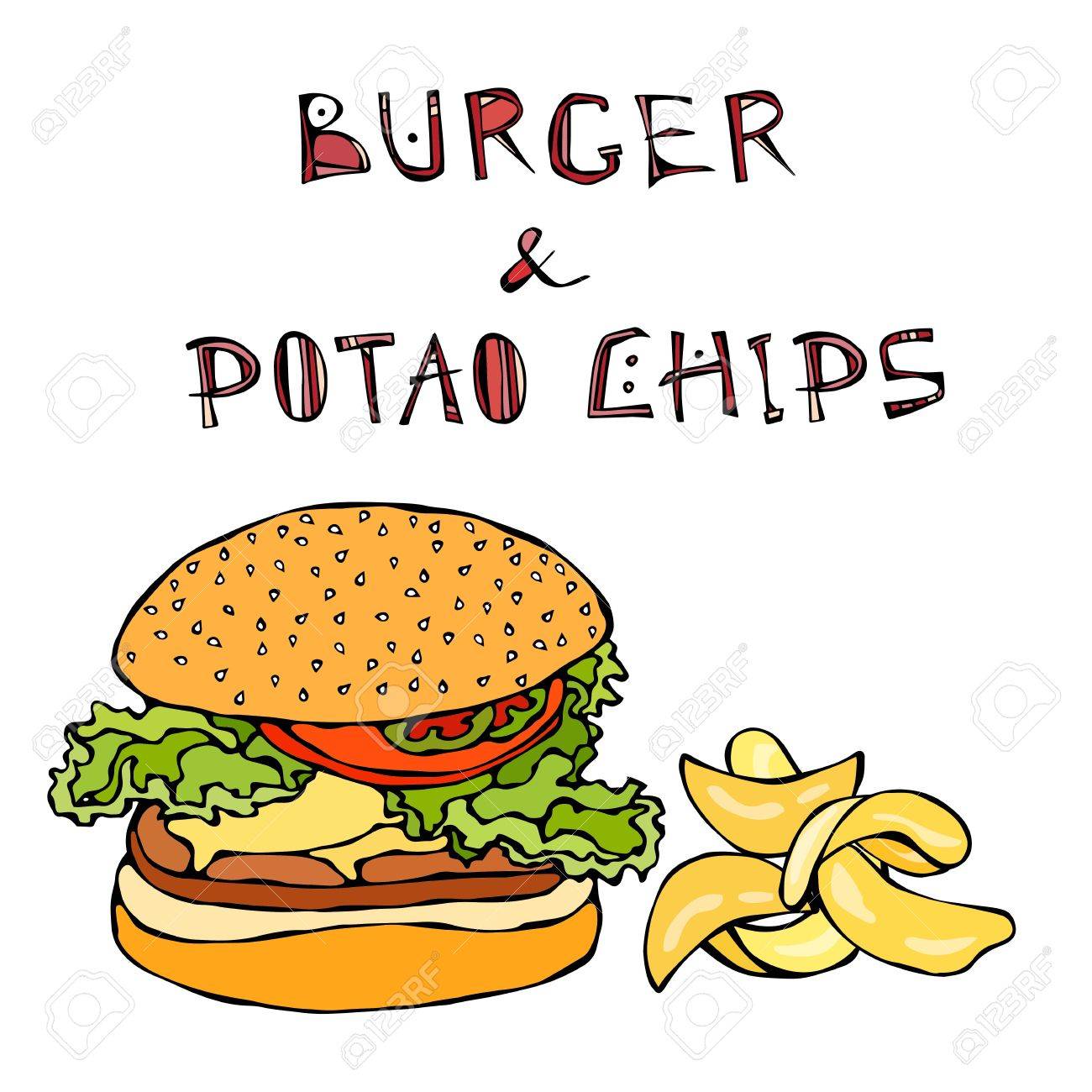 Big Hamburger Or Cheeseburger Beer Mug Or Pint And Potato Wedges Royalty Free Cliparts Vectors And Stock Illustration Image 79929183