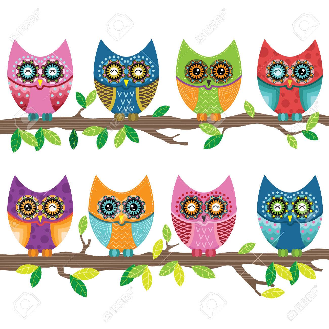 カラフルなかわいいフクロウのイラスト素材・ベクター Image 41722113