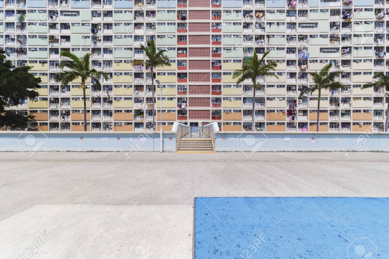 Exterior of high rise residential building in Hong Kong city - 123297319 Exterior of high rise residential building in Hong Kong city - 123297319