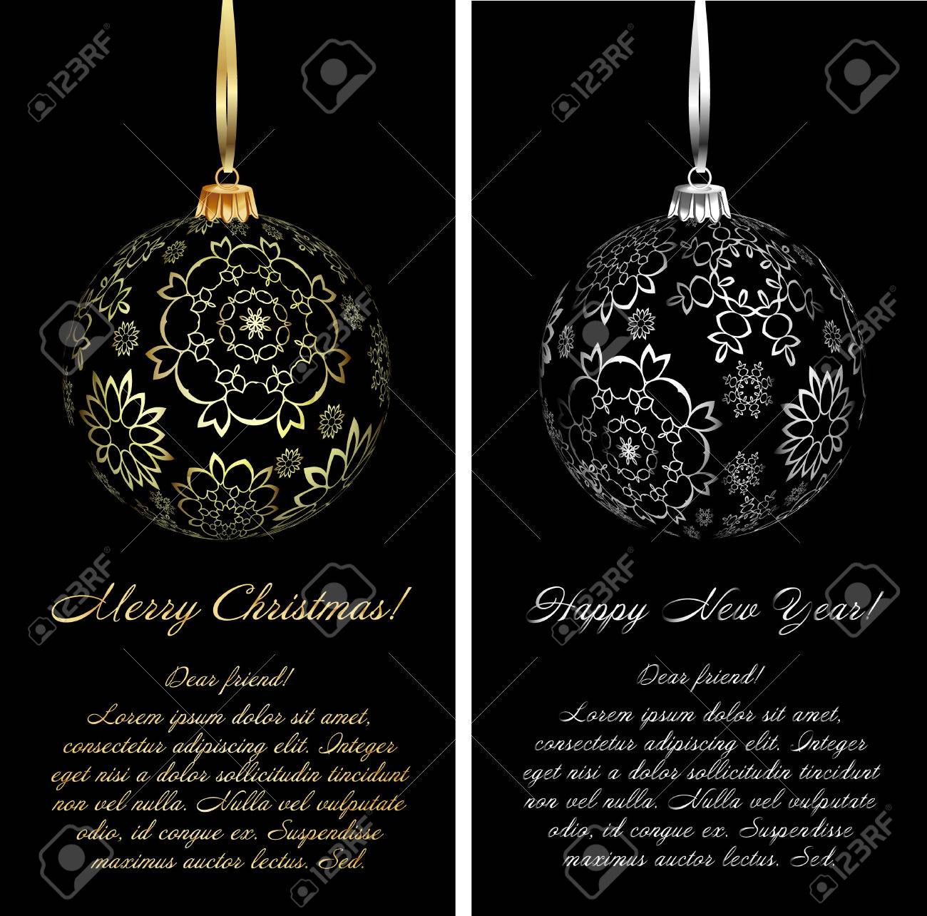 luxury christmas card background with ornaments vector illustration