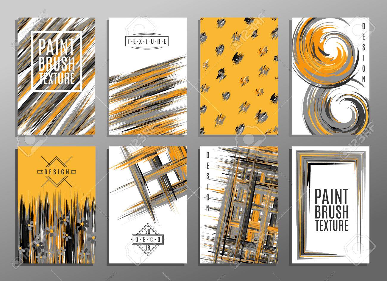 template set of creative universal cards paint brush texture invitation business for sale