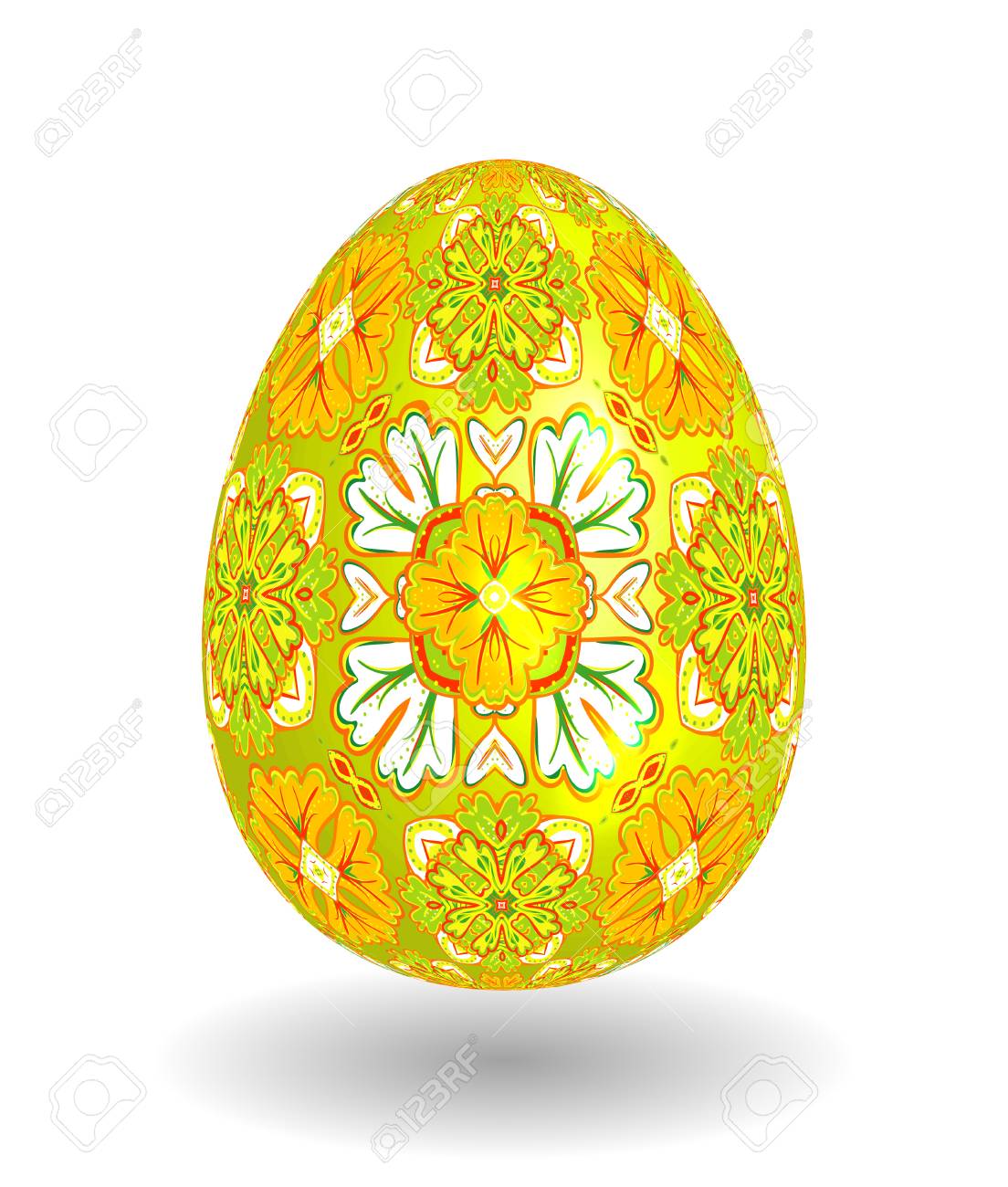White Single Vector Easter Egg With Abstract Colorful Pattern