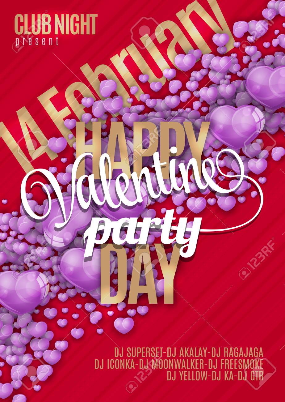 valentines day party flyer background design vector template valentines day hearts flyer design