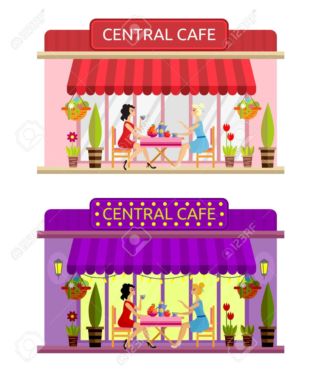 建物のファサードは屋外の通り椅子席とテーブルのオープン カフェ 外でコーヒーを飲む二人の女の子 フラット スタイル ベクトル イラスト 白背景に分離されました 日と夜組成 のイラスト素材 ベクタ Image 建物のファサードは屋外の通り椅子席とテーブルのオープン カフェ 外でコーヒーを飲む二人の女の子 フラット スタイル ベクトル イラスト 白背景に分離されました 日と夜組成 のイラスト素材 ベクタ Image