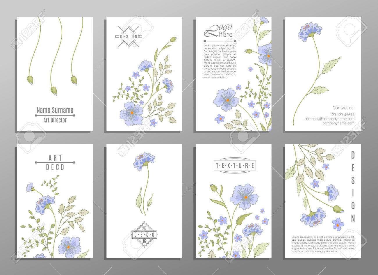 collection of cute universal cards with flowers for your design