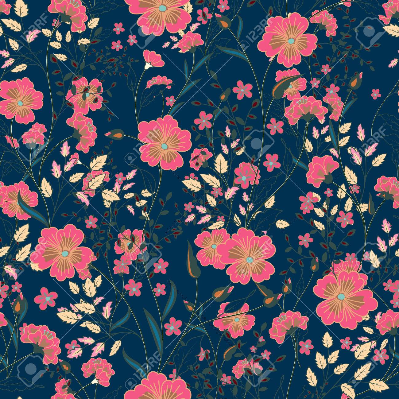 Vector Vintage Seamless Floral Pattern Herbs And Wild Flowers