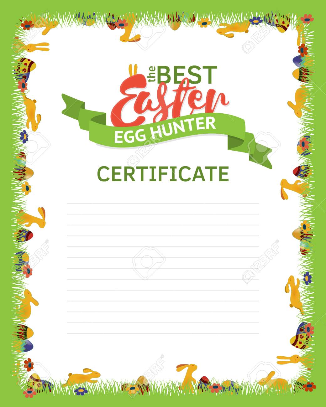 The Best Easter Egg Hunter Certificate Template A Frame Made Royalty Free Cliparts Vectors And Stock Illustration Image