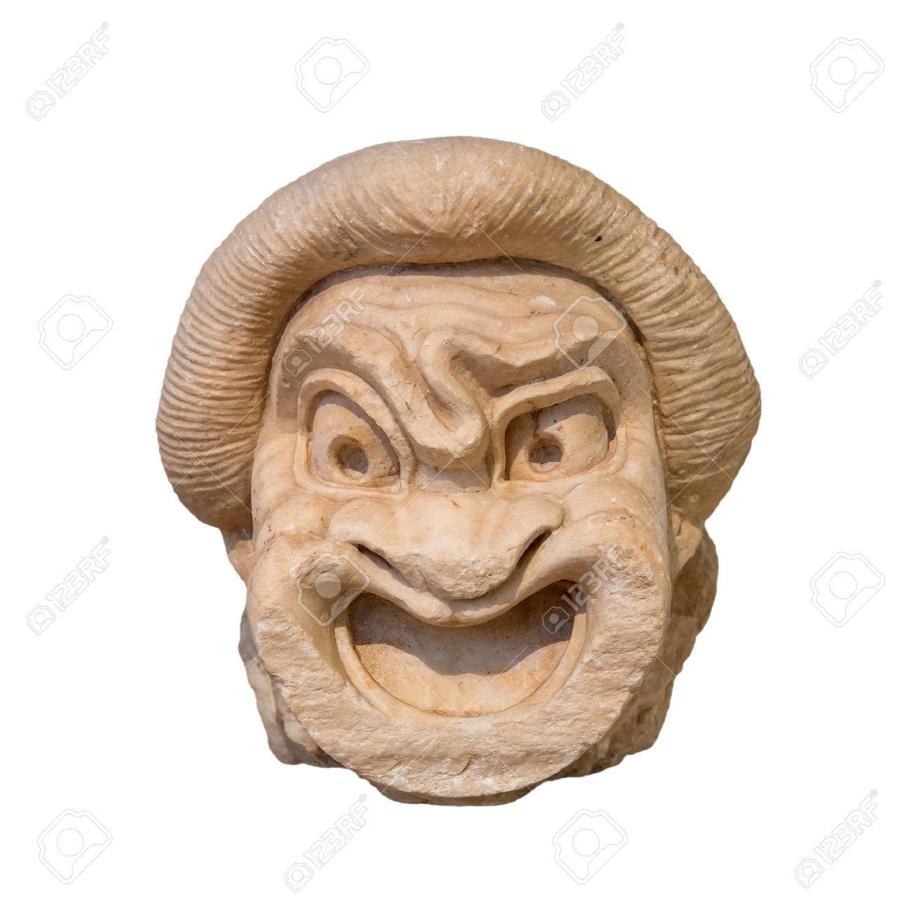 ancient greek theatre mask found in athens 2nd century bc stock
