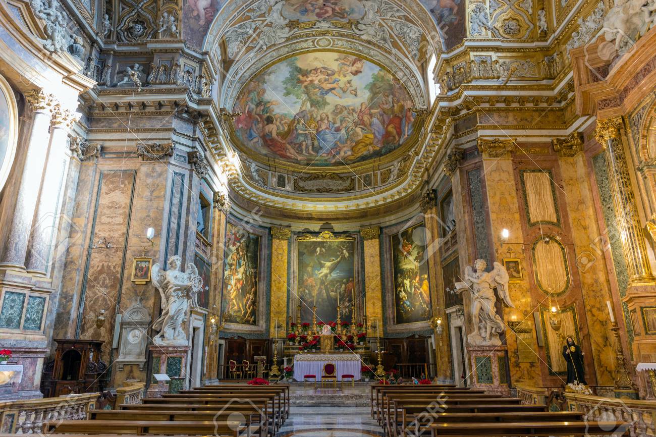 Interior Of Sant Andrea Delle Fratte Basilica Rome Italy Stock Photo Picture And Royalty Free Image Image 88953826