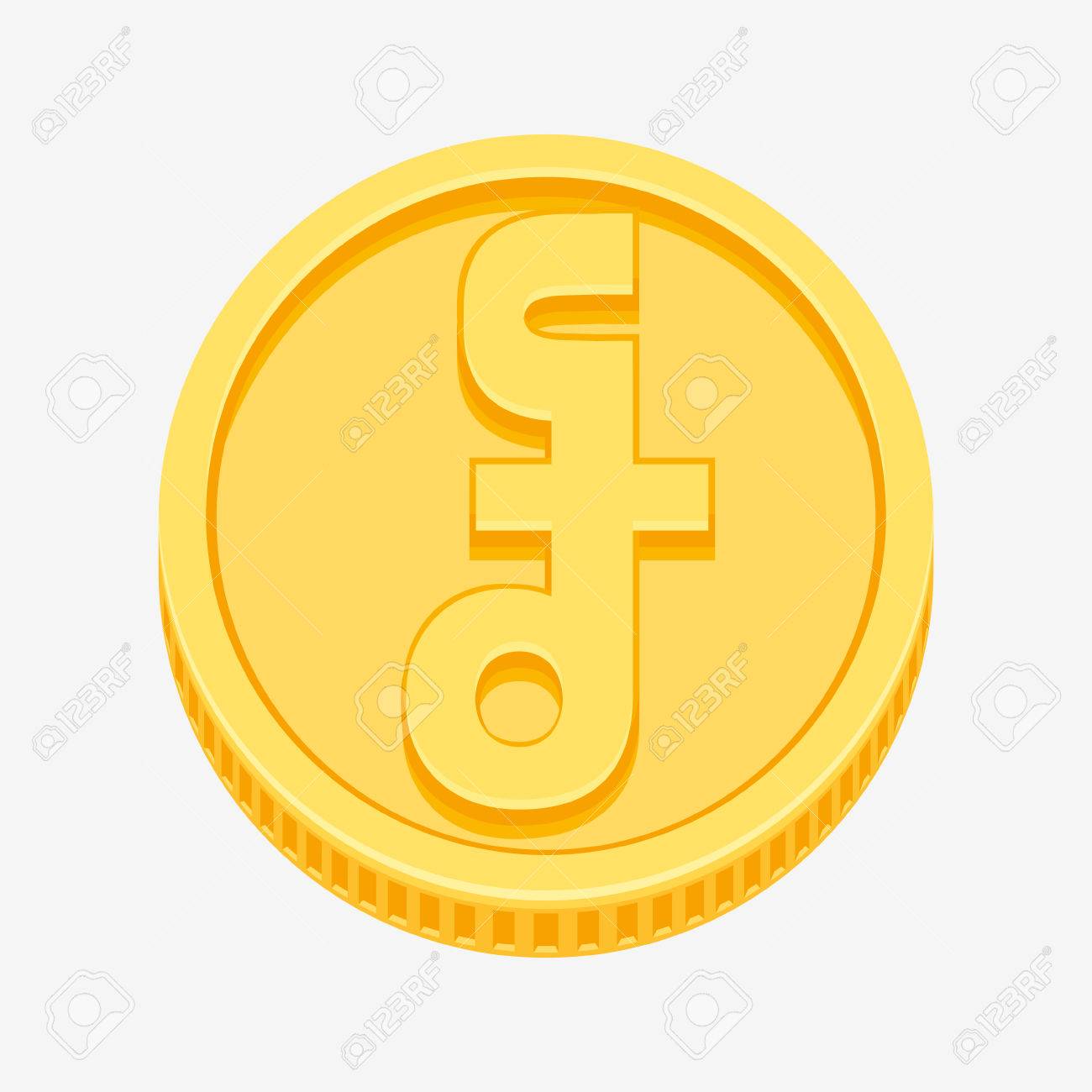 ゴールド コインのカンボジア リエルの通貨記号、金サイン ベクトル イラスト白背景に分離のイラスト素材・ベクター Image 85204064