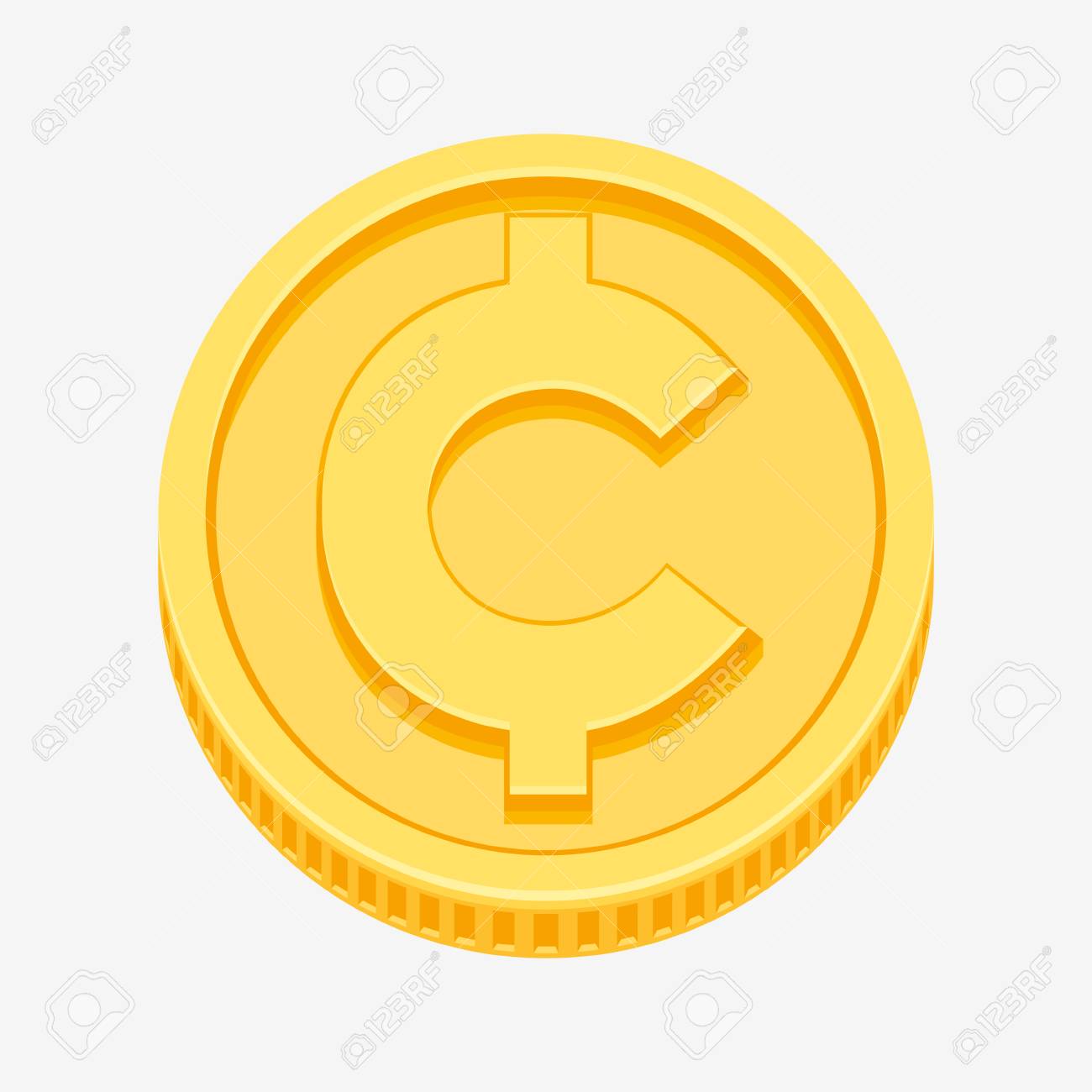 セント、センタボ硬貨通貨記号金コイン、金サイン ベクトル イラスト白背景に分離のイラスト素材・ベクター Image 85204065