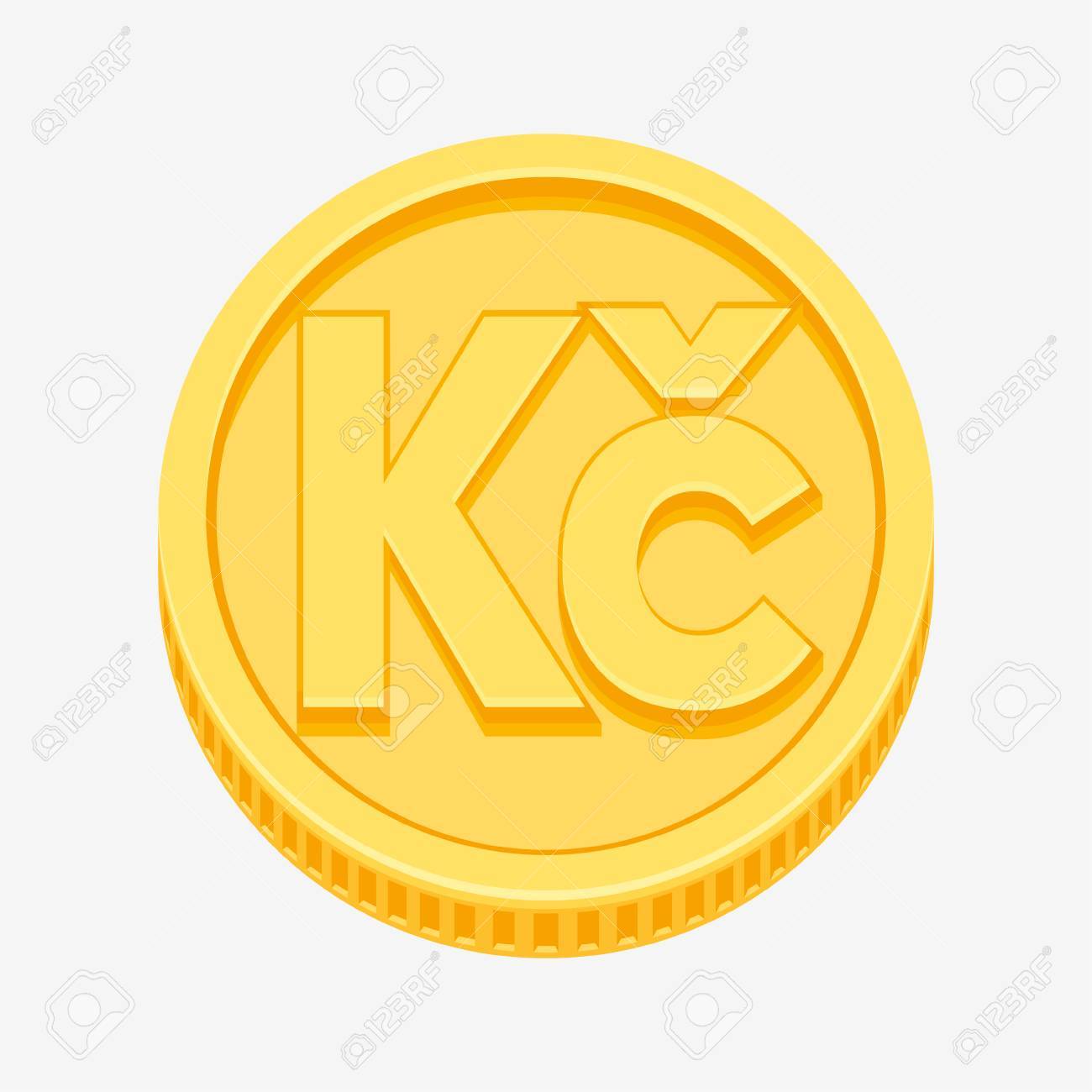 ゴールド コインのチェコ コルナ通貨記号 金サイン ベクトル イラスト白背景に分離のイラスト素材 ベクタ Image