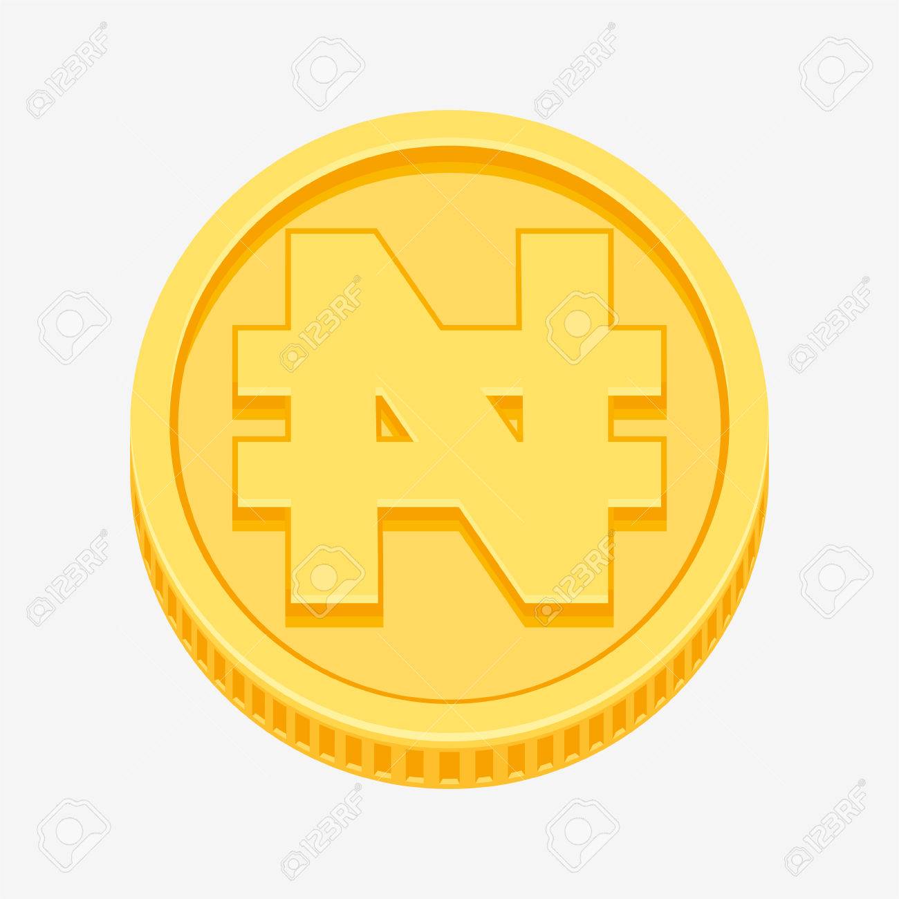ゴールド コインのナイジェリア ナイラ記号のイラスト素材・ベクター Image 85204791