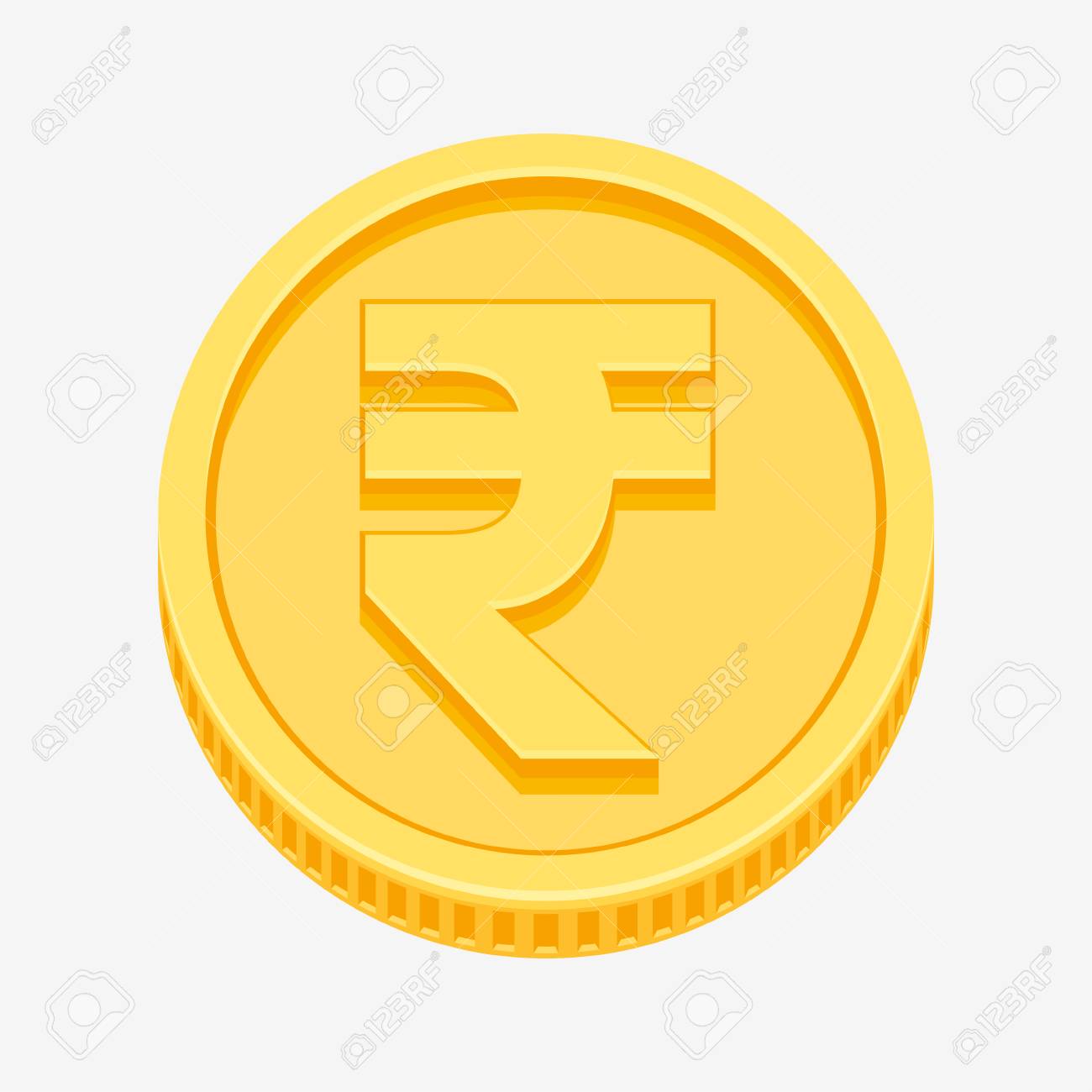 ゴールド コインのインド ルピー記号のイラスト素材・ベクター Image 85204798