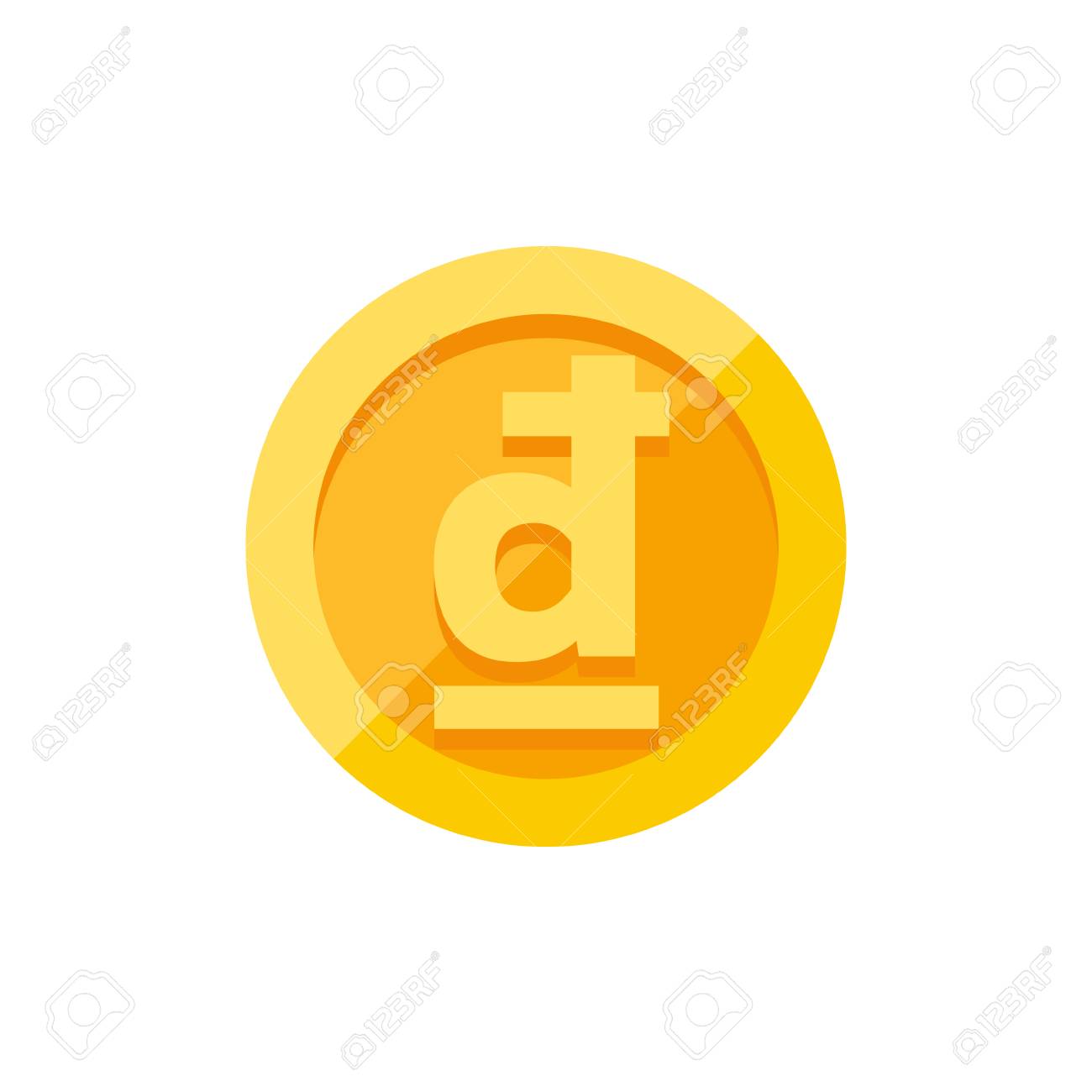 금화, 베트남 돈에 통화 기호 플랫 스타일 벡터 일러스트 레이 션 흰색 배경에 고립 된 돈을 서명 로열티 무료 사진, 그림, 이미지  그리고 스톡포토그래피. Image 94837965