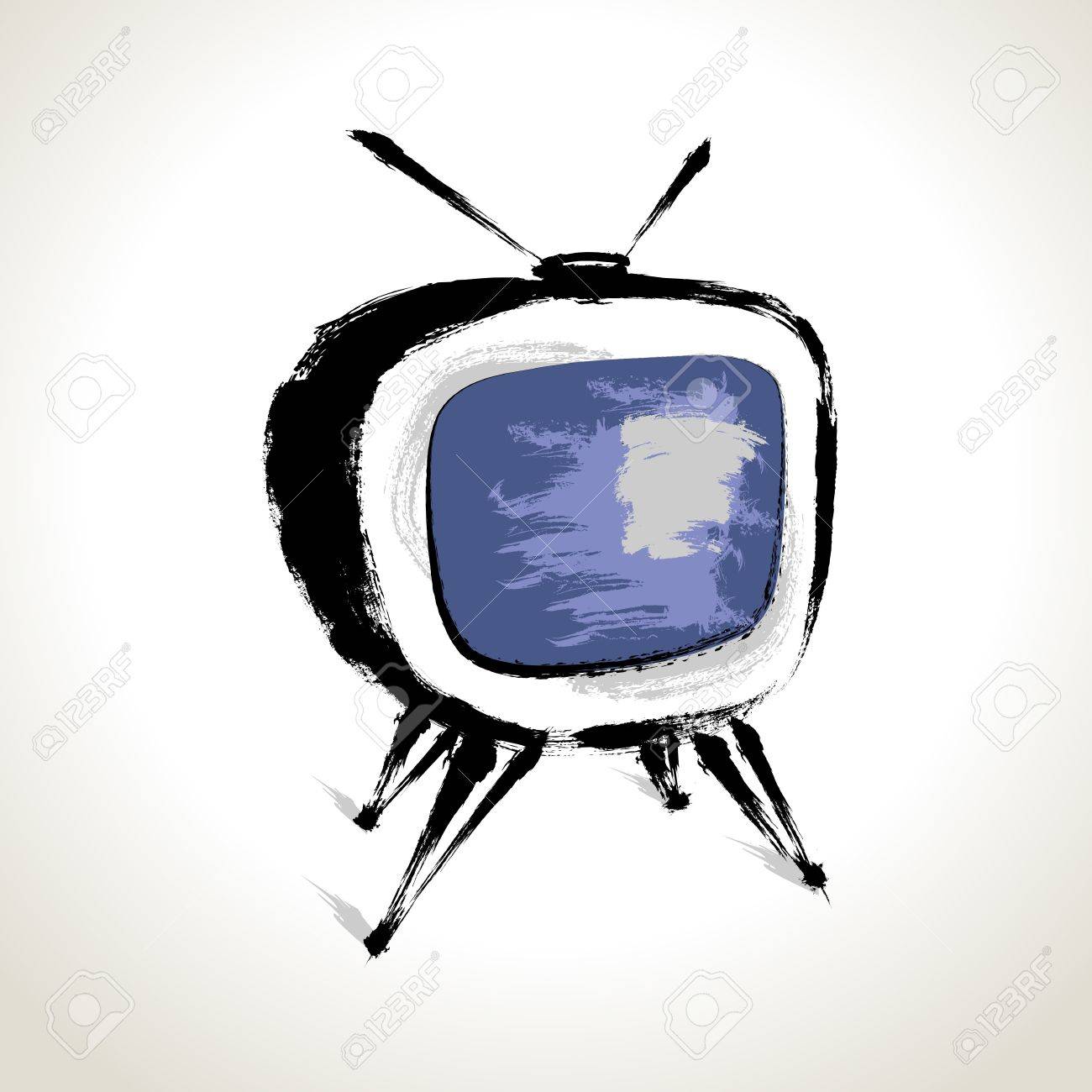 筆を持つベクトル古いテレビ図面のイラスト素材 ベクタ Image 筆を持つベクトル古いテレビ図面のイラスト素材 ベクタ Image