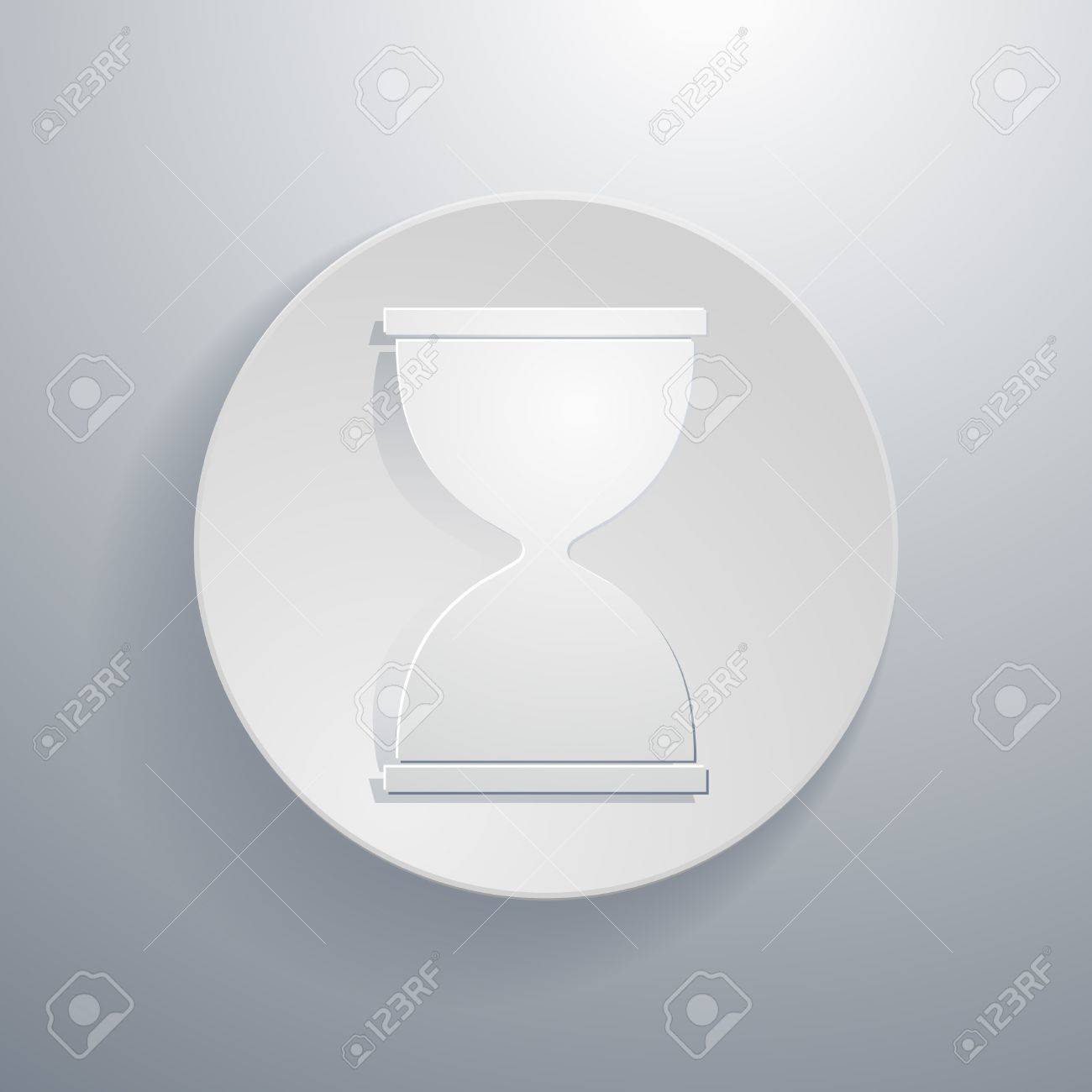 シンプルな紙のカット スタイル 円形のアイコンは 砂時計の記号 のイラスト素材 ベクタ Image