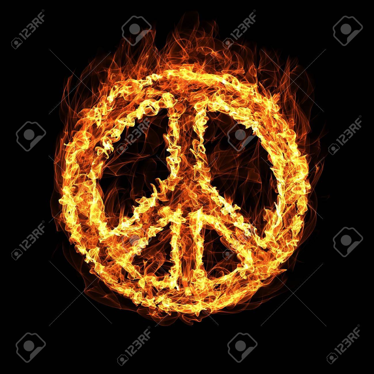 Hippie Peace Symbol By Fire Stock Photo Picture And Royalty Free Image Image 4626
