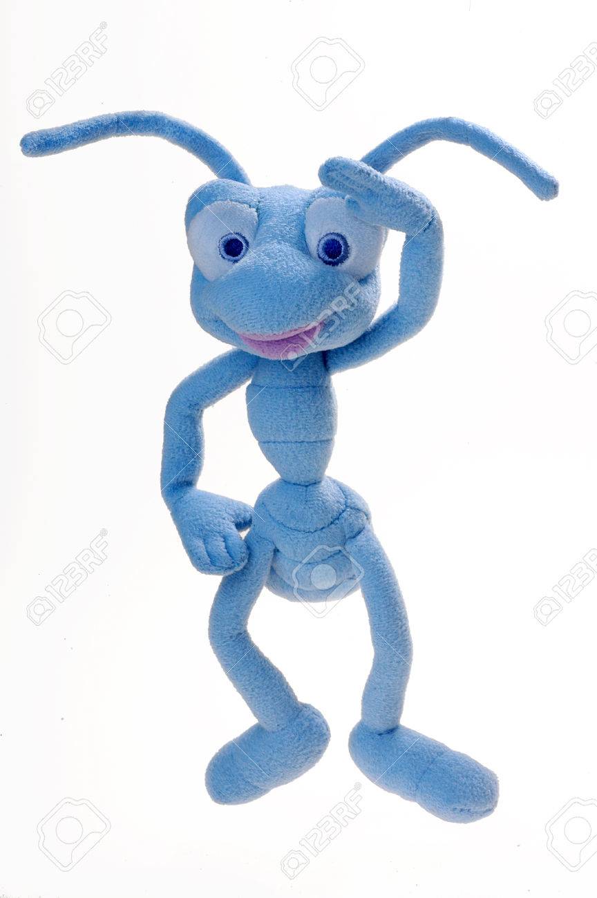 白地に青いぬいぐるみアリ の写真素材 画像素材 Image