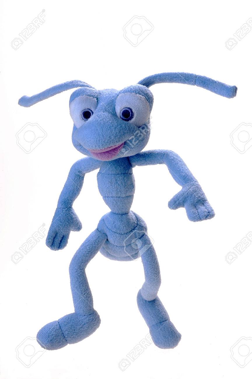 白地に青いぬいぐるみアリ の写真素材 画像素材 Image