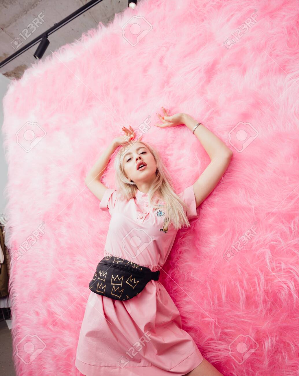 pink fur dress