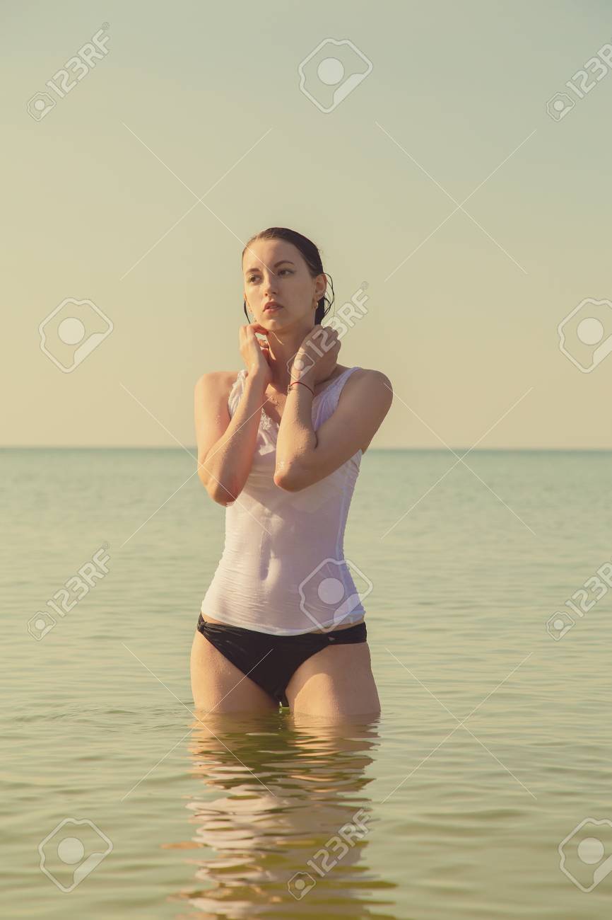 transparent wet bikini