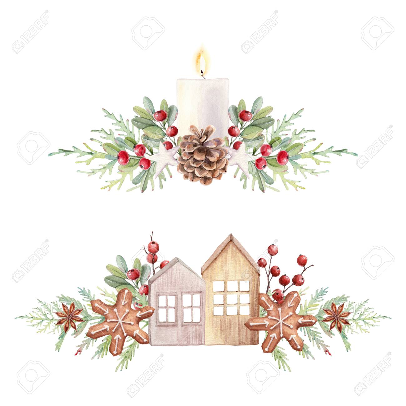 水彩のクリスマス イラスト。カードに最適の写真素材・画像素材