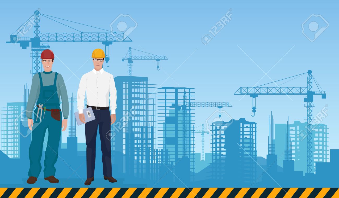 builder man manager and worker on the constructions buildings buildings manager