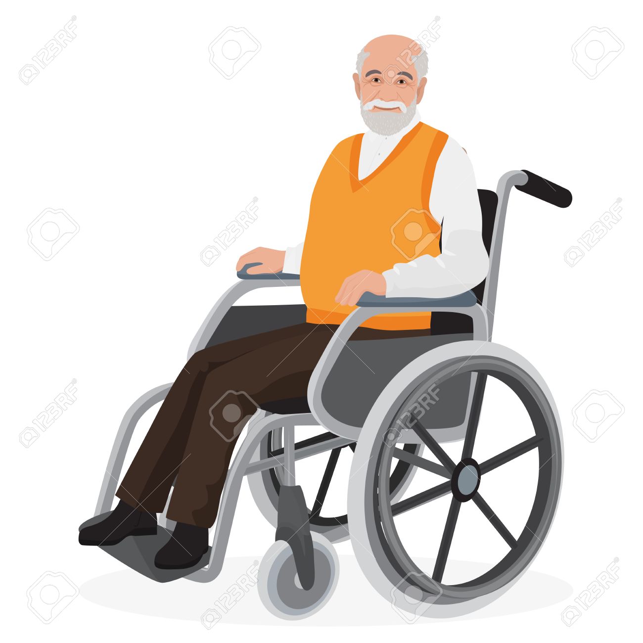 old man grandfather disabled in wheelchair isolated on white royalty