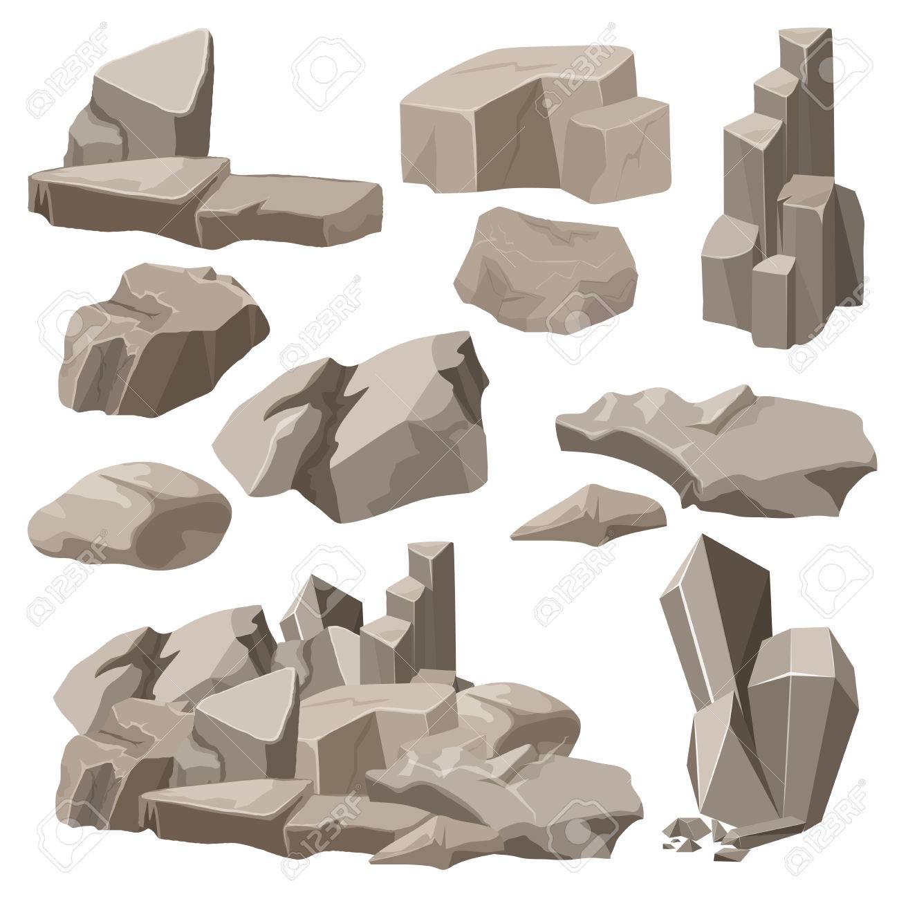 岩し 石の要素コレクション セット ベクトル図のイラスト素材 ベクタ Image