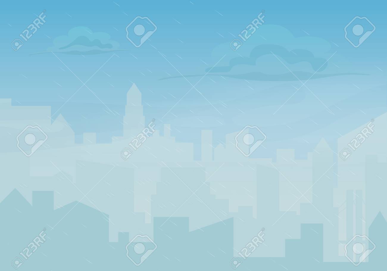 市では 嵐と霧は雨します シルエット ベクトルの街並みのイラストのイラスト素材 ベクタ Image