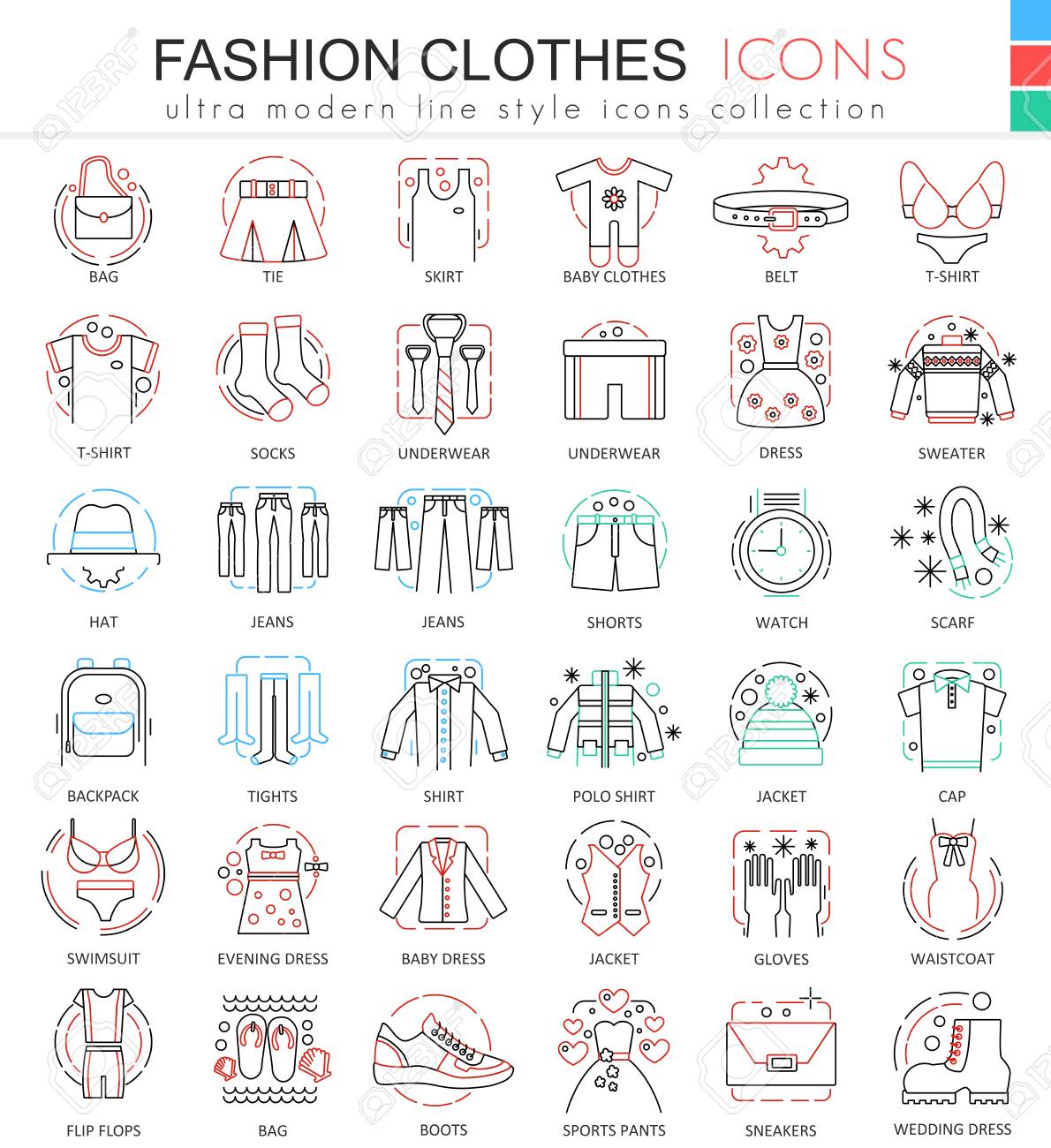 アプリと Web デザインの服靴色線アウトラインのアイコンをベクトルします 服靴アイコン のイラスト素材 ベクタ Image