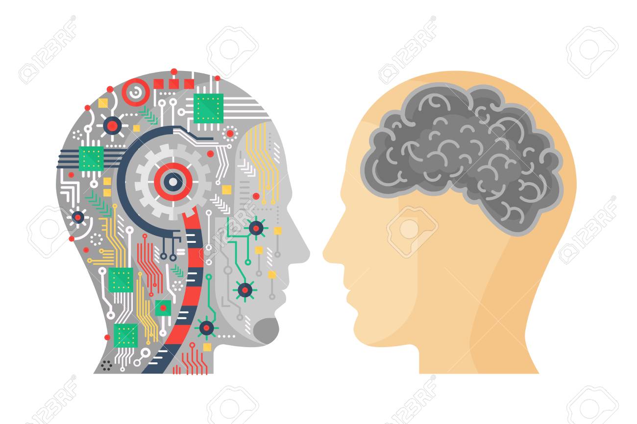 機械頭のサイボーグと脳と人間の 1 つのベクトル イラスト のイラスト素材 ベクタ Image 機械頭のサイボーグと脳と人間の 1 つのベクトル イラスト のイラスト素材 ベクタ Image