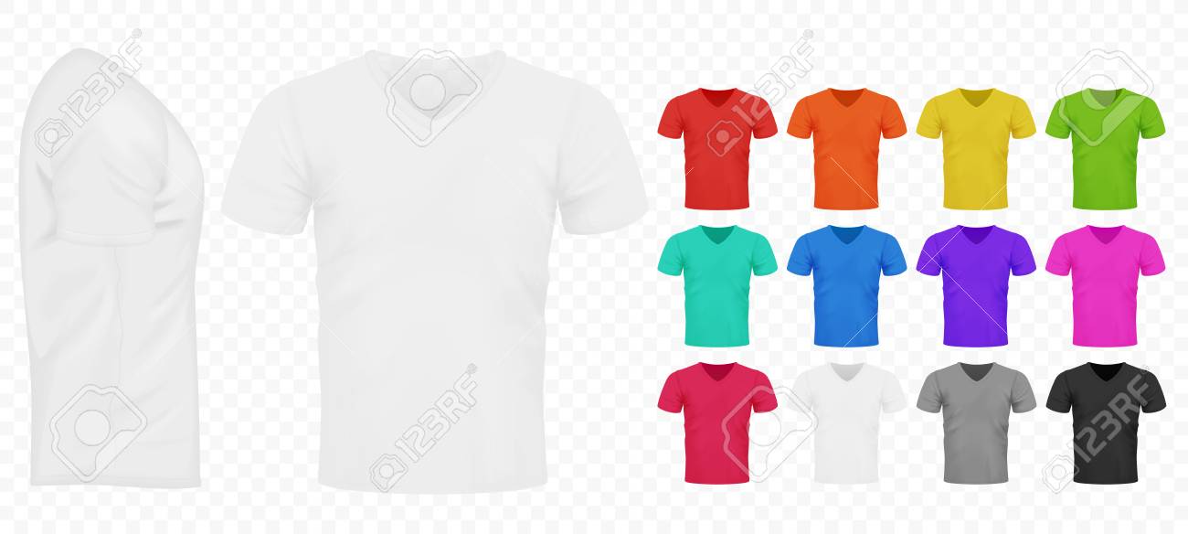 黒 白 その他基本色男性シンプルな T シャツのセット 現実的なデザイン テンプレート ベクトル図です のイラスト素材 ベクタ Image