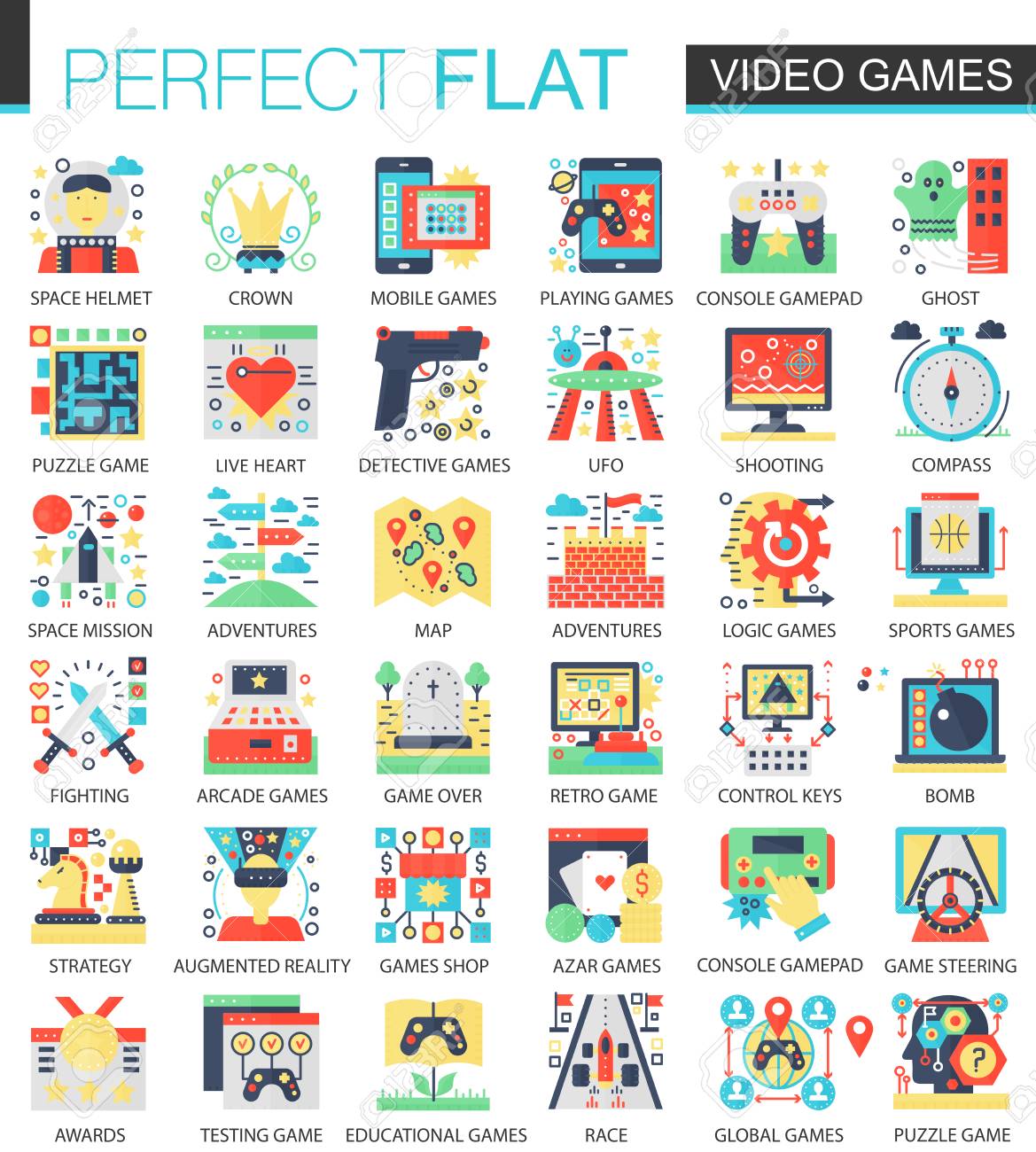 Video Games, Console Game Vector Complex Flat Icon Concept Symbols For Web  Infographic Design. Royalty Free SVG, Cliparts, Vectors, And Stock  Illustration. Image 92746244.