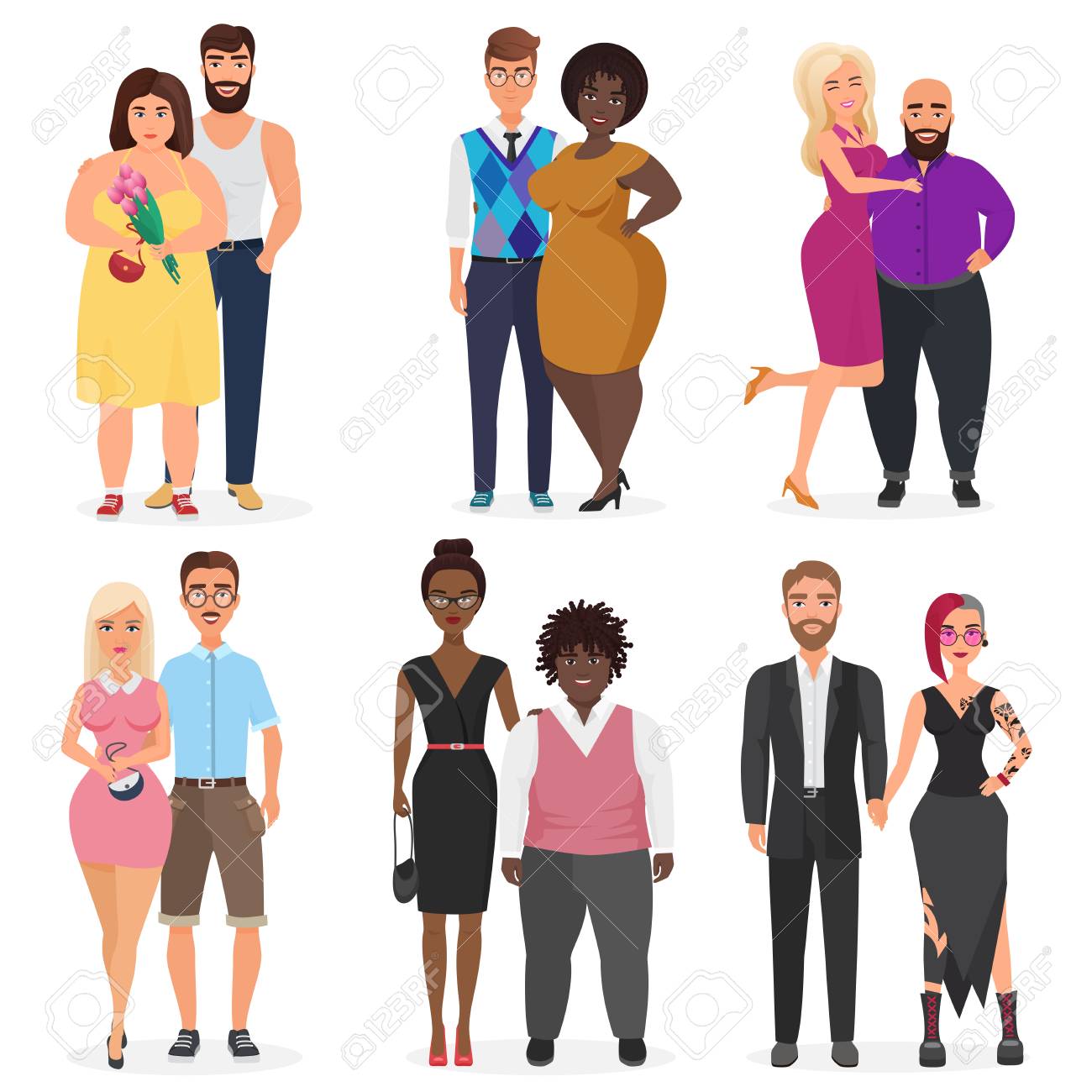 벡터 비정형 이상한 커플 세트 못생긴 남자와 아름다운 예쁜 여자 못생긴 여자 커플과 잘생긴 남자 로열티 무료 사진, 그림, 이미지  그리고 스톡포토그래피. Image 102223627