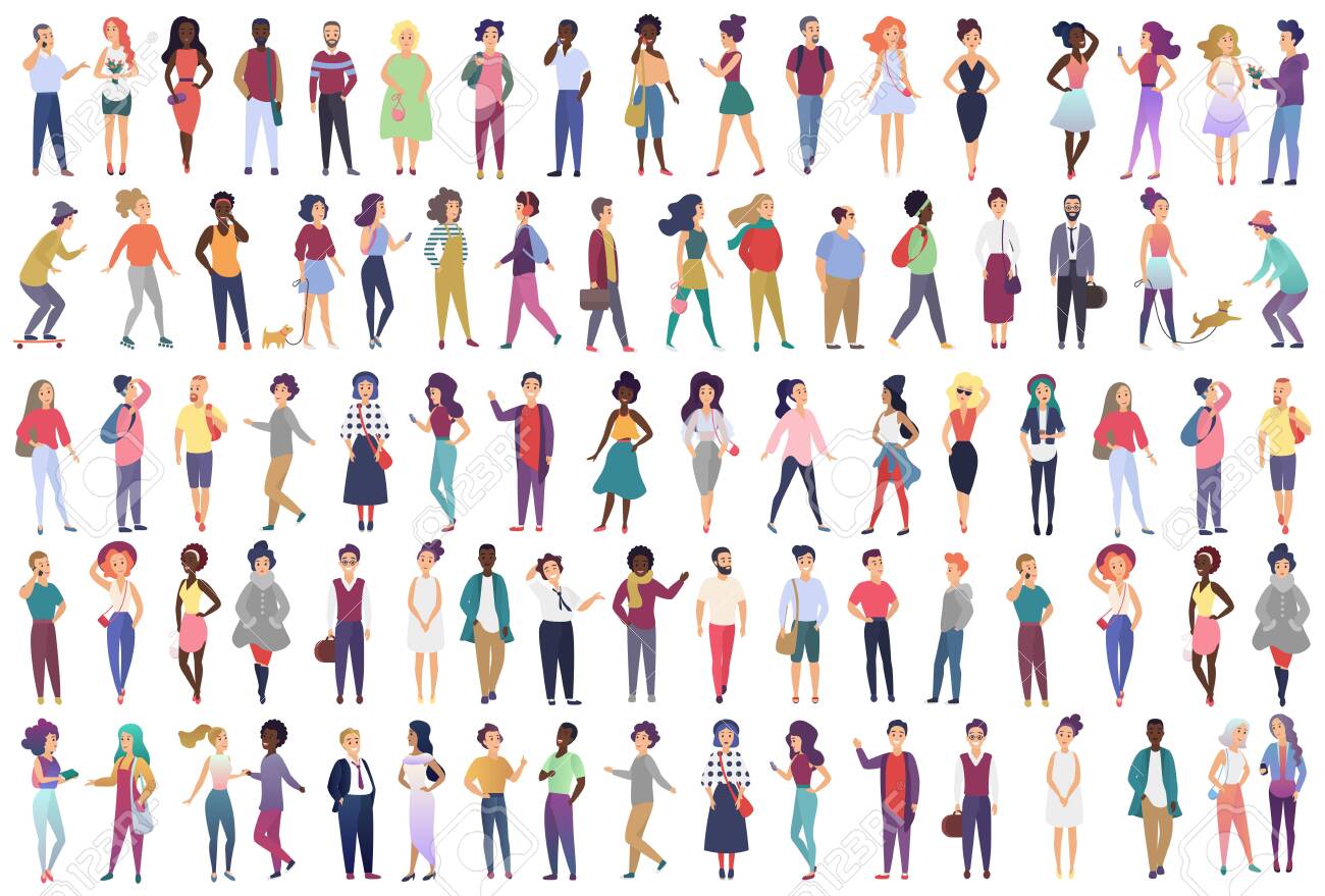 Fashionable group of male and female cartoon characters dressed in trendy clothing in different poses. Crowd of tiny people wearing stylish clothes flat gradient color vector illustration - 140988736 Fashionable group of male and female cartoon characters dressed in trendy clothing in different poses. Crowd of tiny people wearing stylish clothes flat gradient color vector illustration - 140988736