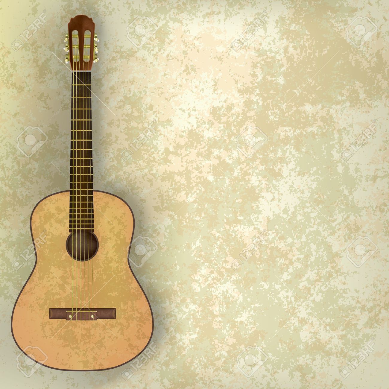 music grunge background acoustic guitar on beige royalty free guitar flyer background vector