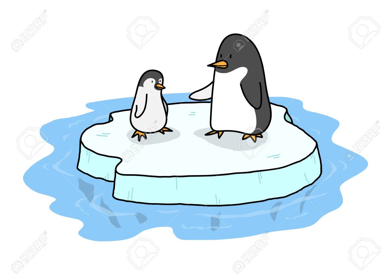 Penguins On Ice A Hand Drawn Vector Illustration Of Two Cute Royalty Free Cliparts Vectors And Stock Illustration Image 55605132