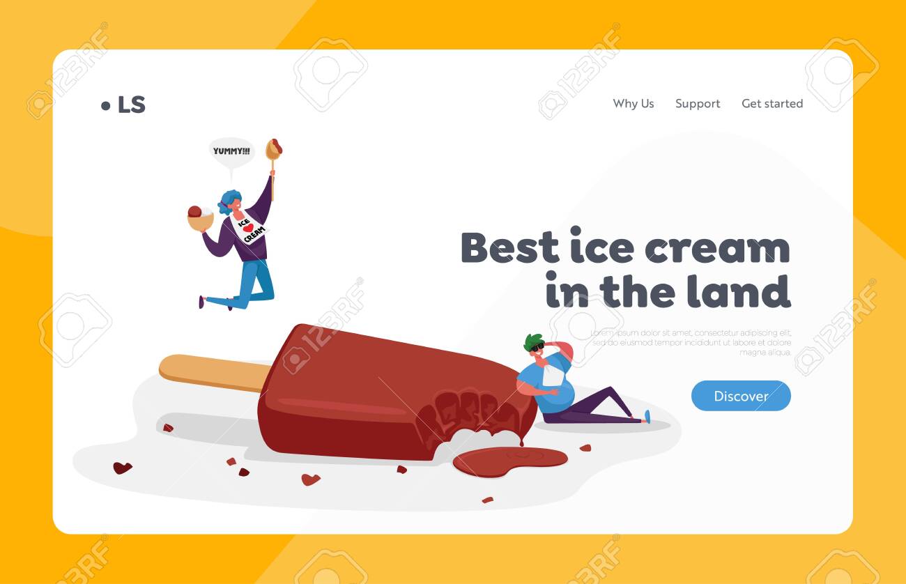 Chocolate Ice Cream Sweet Dessert Landing Page Template Tiny Royalty Free Cliparts Vectors And Stock Illustration Image