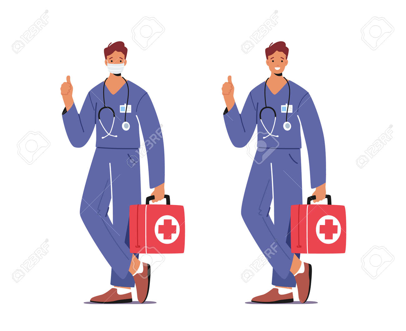 Doctor or Nurse Male Character in Robe with Medical Tools in Box Wear Mask Help Diseased Patient in Crisis. Medicine Job - 163847937 Doctor or Nurse Male Character in Robe with Medical Tools in Box Wear Mask Help Diseased Patient in Crisis. Medicine Job - 163847937