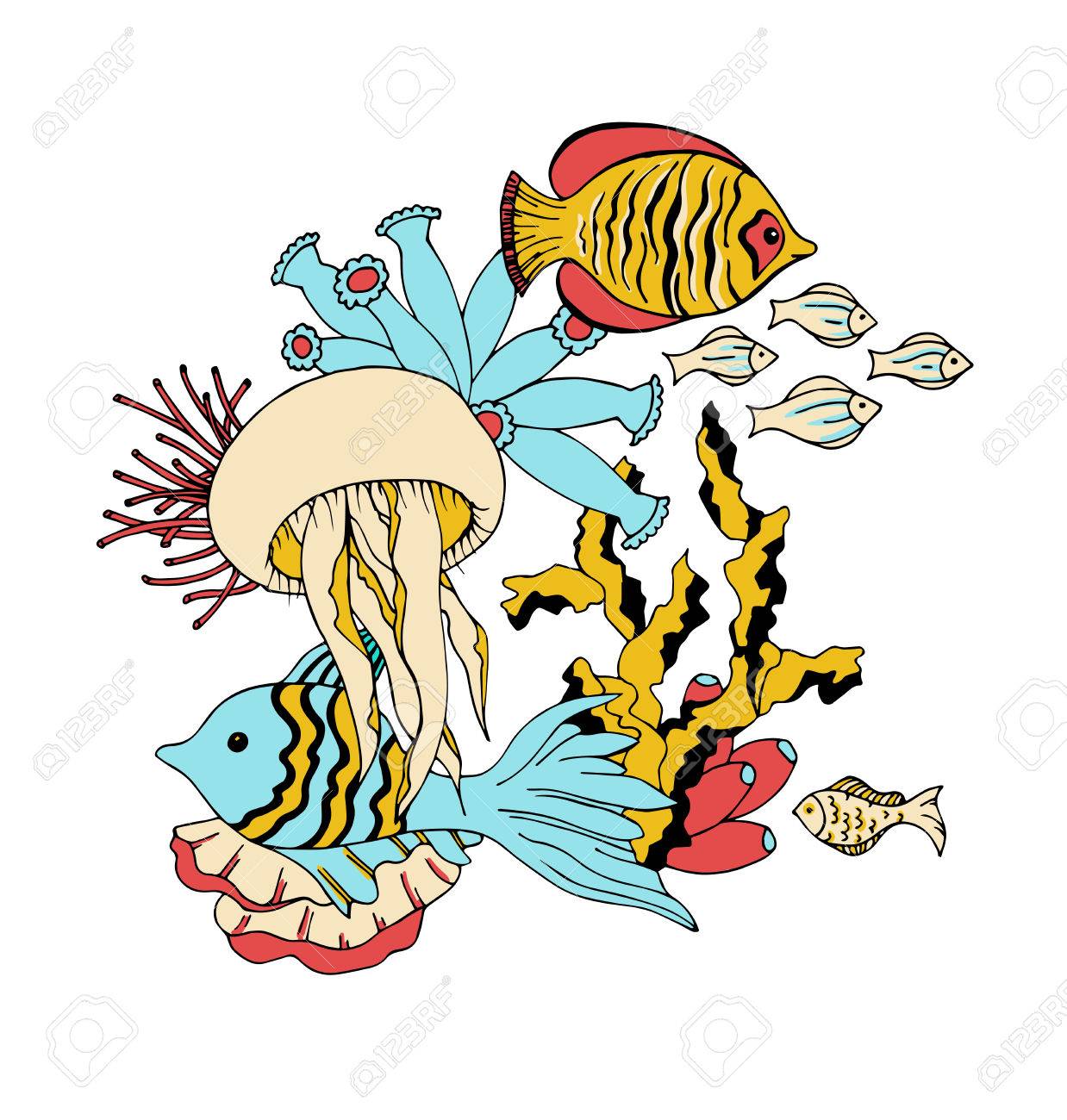 水海生活動物イラストの下でベクトルのイラスト素材 ベクタ Image