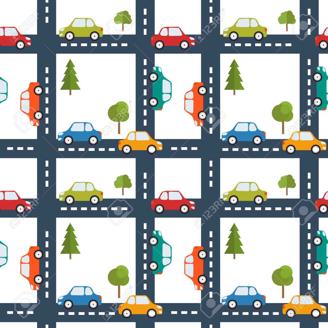 道路と車の明るいシームレスな背景 道路地図 図 のイラスト素材 ベクタ Image 52370051