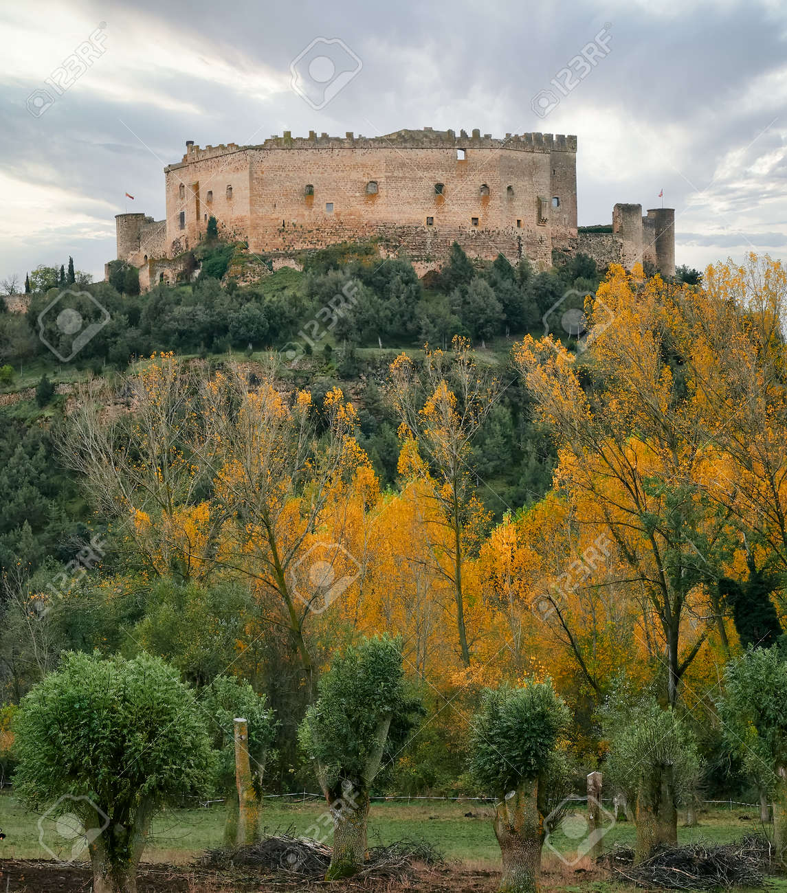 view of Pedraza castle in winter, Segovia, Castilla y Leon, Spain - 156569864 view of Pedraza castle in winter, Segovia, Castilla y Leon, Spain - 156569864