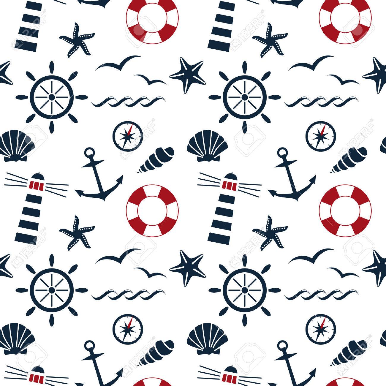 nautical seamless pattern on the white background vector - 27382765 nautical seamless pattern on the white background vector - 27382765